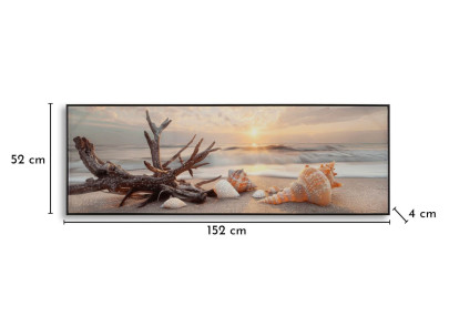 Tableau plage laqué B avec cadre – impression murale moderne – 152 x 4 x 52 cm