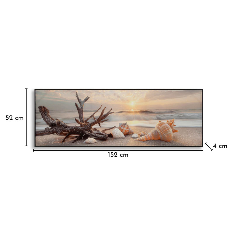 Tableau plage laqué B avec cadre – impression murale moderne – 152 x 4 x 52 cm