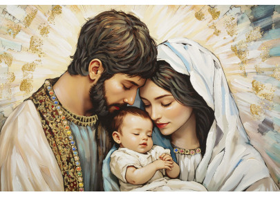 Tableau crèche laqué avec cadre – décoration murale moderne – 122 x 4 x 82 cm