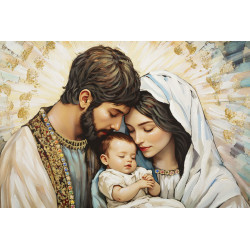 Tableau crèche laqué avec cadre – décoration murale moderne – 122 x 4 x 82 cm