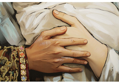 Tableau crèche laqué avec cadre – décoration murale moderne – 122 x 4 x 82 cm