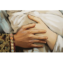 Tableau crèche laqué avec cadre – décoration murale moderne – 122 x 4 x 82 cm