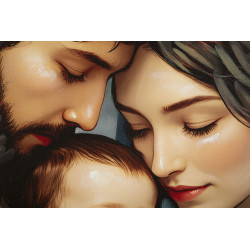 Tableau crèche laqué avec cadre – décoration murale moderne – 122 x 4 x 82 cm