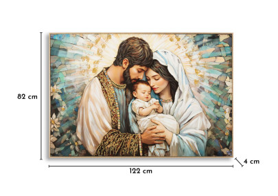 Tableau crèche laqué avec cadre – décoration murale moderne – 122 x 4 x 82 cm