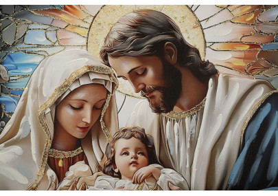 Tableau crèche laqué avec cadre – impression murale design – 102 x 4 x 72 cm