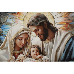 Tableau crèche laqué avec cadre – impression murale design – 102 x 4 x 72 cm