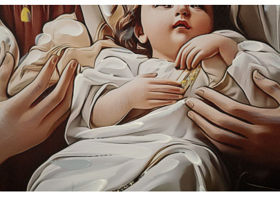 Tableau crèche laqué avec cadre – impression murale design – 102 x 4 x 72 cm