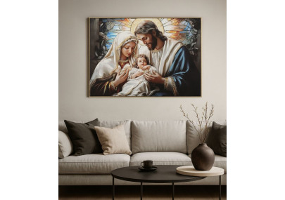 Tableau crèche laqué avec cadre – impression murale design – 102 x 4 x 72 cm