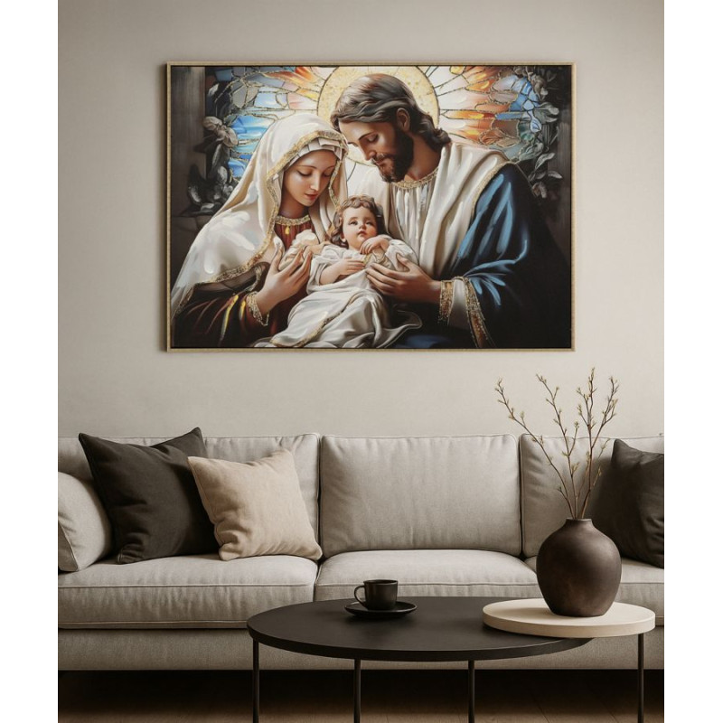 Tableau crèche laqué avec cadre – impression murale design – 102 x 4 x 72 cm