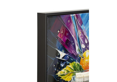 Tableau cocktail laqué A avec cadre – art mural moderne – 62 x 3,5 x 92 cm