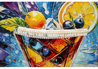 Tableau cocktail laqué A avec cadre – art mural moderne – 62 x 3,5 x 92 cm