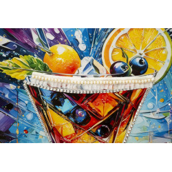 Tableau cocktail laqué A avec cadre – art mural moderne – 62 x 3,5 x 92 cm