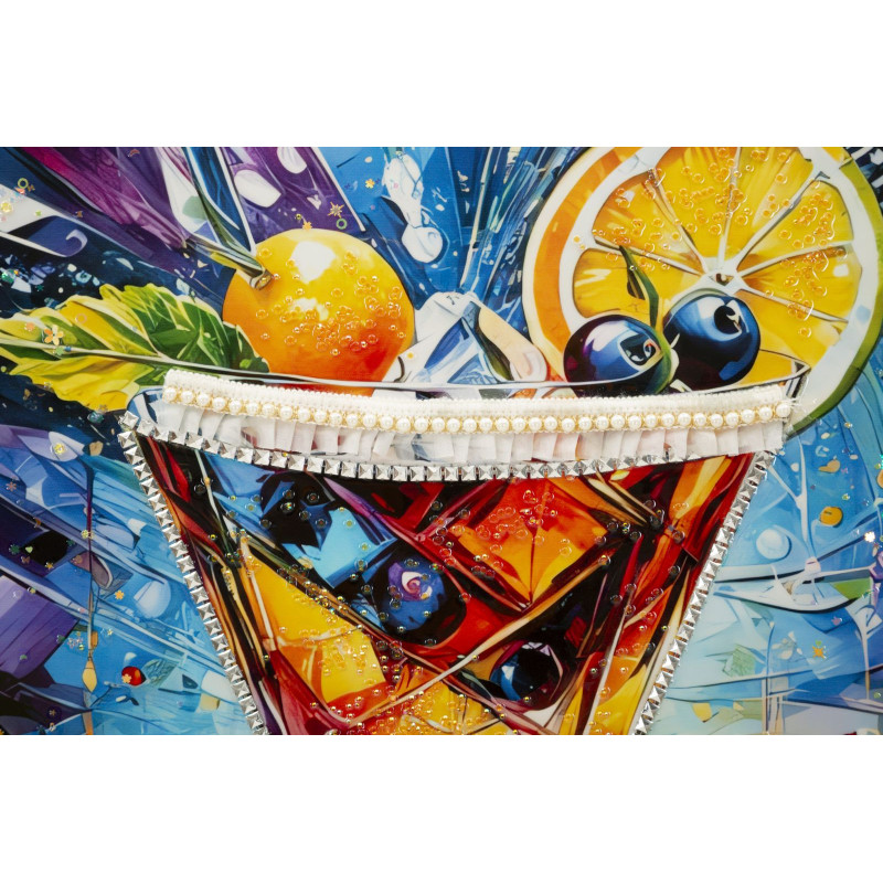 Tableau cocktail laqué A avec cadre – art mural moderne – 62 x 3,5 x 92 cm