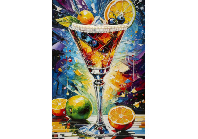 Tableau cocktail laqué A avec cadre – art mural moderne – 62 x 3,5 x 92 cm