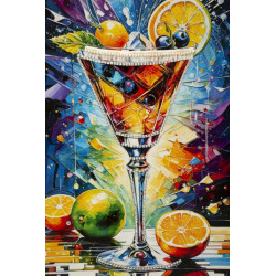 Tableau cocktail laqué A avec cadre – art mural moderne – 62 x 3,5 x 92 cm