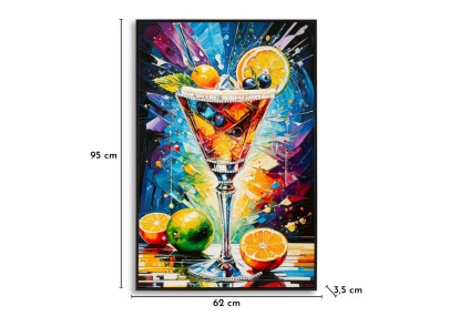 Tableau cocktail laqué A avec cadre – art mural moderne – 62 x 3,5 x 92 cm