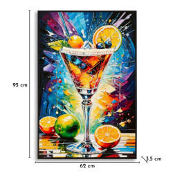 Tableau cocktail laqué A avec cadre – art mural moderne – 62 x 3,5 x 92 cm