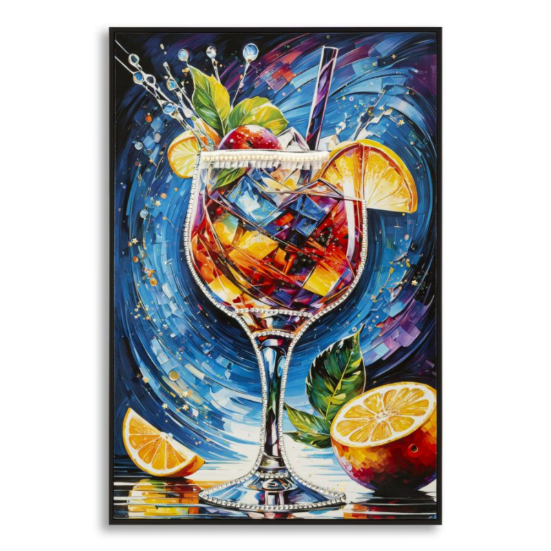Tableau cocktail laqué B avec cadre – décoration murale design – 62 x 3,5 x 92 cm