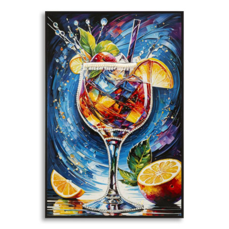 Tableau cocktail laqué B avec cadre – décoration murale design – 62 x 3,5 x 92 cm