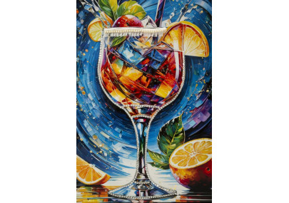 Tableau cocktail laqué B avec cadre – décoration murale design – 62 x 3,5 x 92 cm