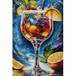 Tableau cocktail laqué B avec cadre – décoration murale design – 62 x 3,5 x 92 cm