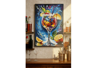 Tableau cocktail laqué B avec cadre – décoration murale design – 62 x 3,5 x 92 cm
