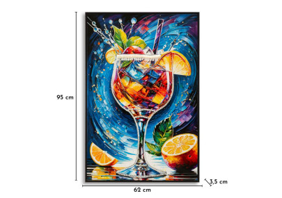 Tableau cocktail laqué B avec cadre – décoration murale design – 62 x 3,5 x 92 cm