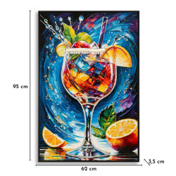 Tableau cocktail laqué B avec cadre – décoration murale design – 62 x 3,5 x 92 cm