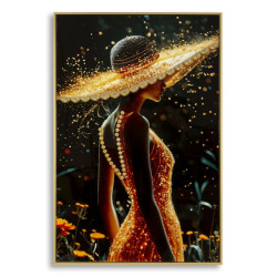 Tableau enluminé laqué avec cadre – impression artistique moderne – 62 x 3,5 x 92 cm