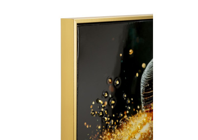 Tableau enluminé laqué avec cadre – impression artistique moderne – 62 x 3,5 x 92 cm