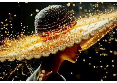 Tableau enluminé laqué avec cadre – impression artistique moderne – 62 x 3,5 x 92 cm