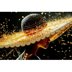 Tableau enluminé laqué avec cadre – impression artistique moderne – 62 x 3,5 x 92 cm