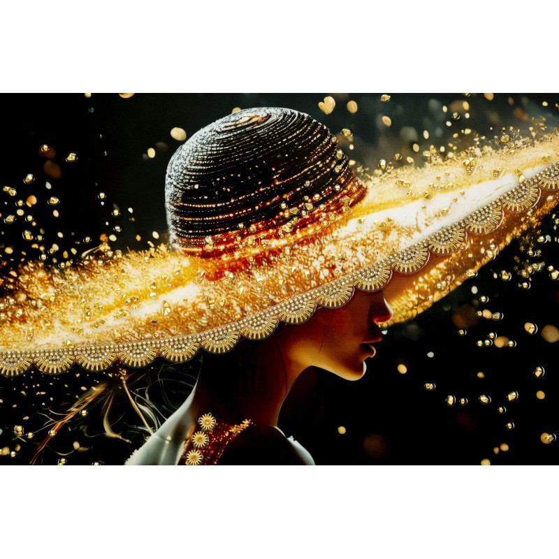 Tableau enluminé laqué avec cadre – impression artistique moderne – 62 x 3,5 x 92 cm