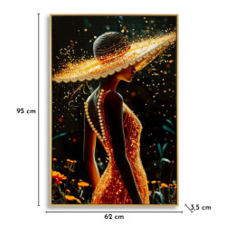 Tableau enluminé laqué avec cadre – impression artistique moderne – 62 x 3,5 x 92 cm