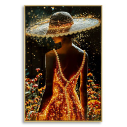 Tableau enluminé laqué B avec cadre – art mural contemporain – 62 x 3,5 x 92 cm