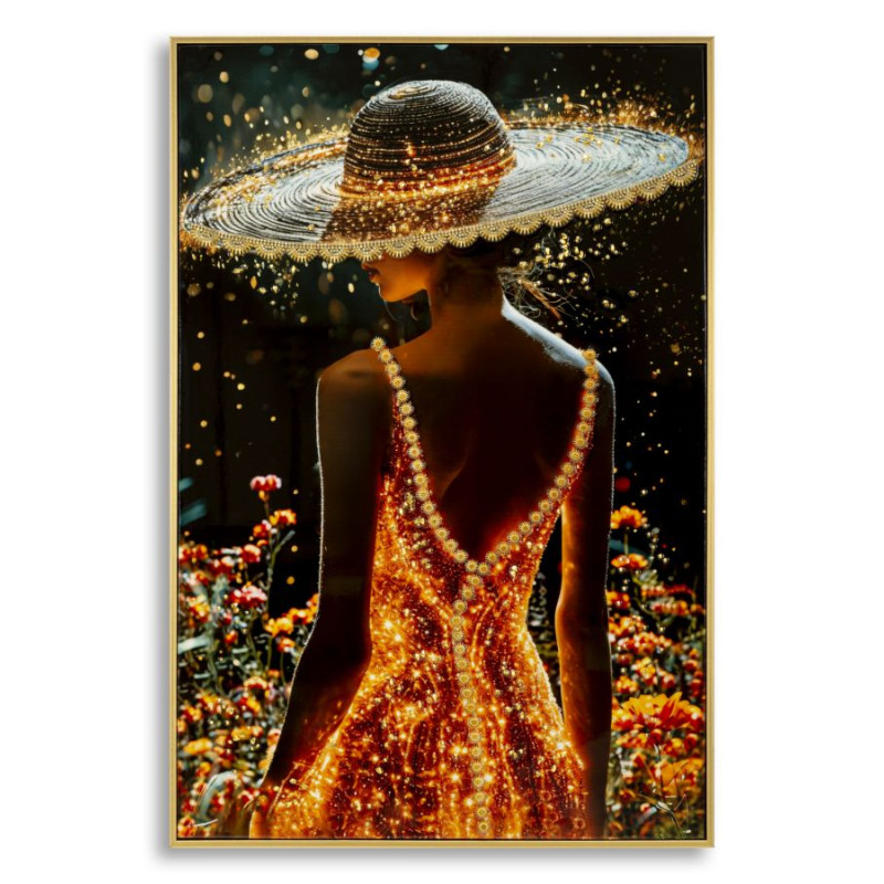 Tableau enluminé laqué B avec cadre – art mural contemporain – 62 x 3,5 x 92 cm