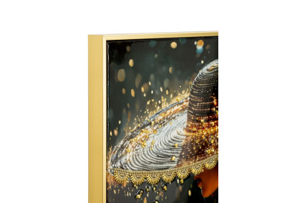 Tableau enluminé laqué B avec cadre – art mural contemporain – 62 x 3,5 x 92 cm