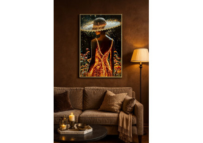 Tableau enluminé laqué B avec cadre – art mural contemporain – 62 x 3,5 x 92 cm