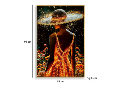 Tableau enluminé laqué B avec cadre – art mural contemporain – 62 x 3,5 x 92 cm