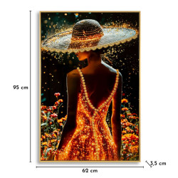 Tableau enluminé laqué B avec cadre – art mural contemporain – 62 x 3,5 x 92 cm