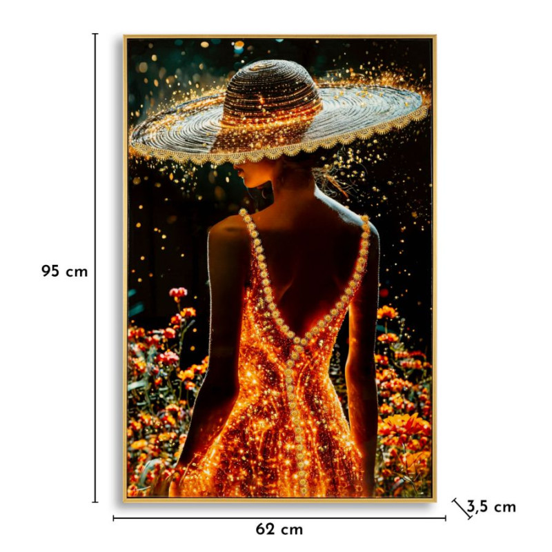 Tableau enluminé laqué B avec cadre – art mural contemporain – 62 x 3,5 x 92 cm