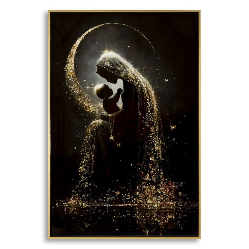 Tableau maternité laqué A avec cadre – art mural moderne – 60 x 3,5 x 90 cm