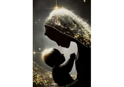 Tableau maternité laqué A avec cadre – art mural moderne – 60 x 3,5 x 90 cm