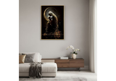 Tableau maternité laqué A avec cadre – art mural moderne – 60 x 3,5 x 90 cm