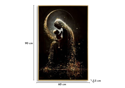 Tableau maternité laqué A avec cadre – art mural moderne – 60 x 3,5 x 90 cm