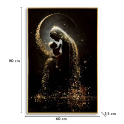 Tableau maternité laqué A avec cadre – art mural moderne – 60 x 3,5 x 90 cm