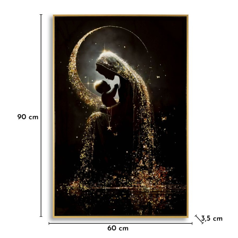 Tableau maternité laqué A avec cadre – art mural moderne – 60 x 3,5 x 90 cm
