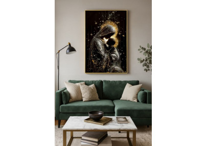 Tableau maternité laqué B avec cadre – décoration murale design – 60 x 3,5 x 90 cm