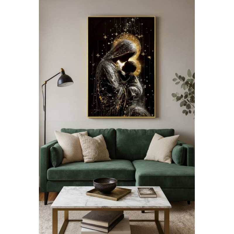 Tableau maternité laqué B avec cadre – décoration murale design – 60 x 3,5 x 90 cm