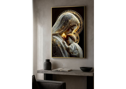 Tableau maternité laqué C avec cadre – impression murale moderne – 60 x 3,5 x 90 cm